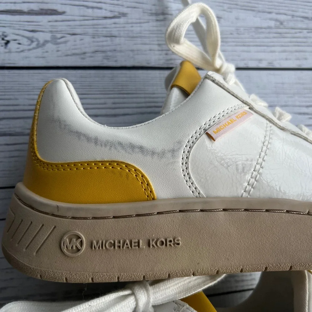 Michael Kors Womens‎ Yellow Leather Suede Low Top Preppy Sporty Sneakers Size 6M